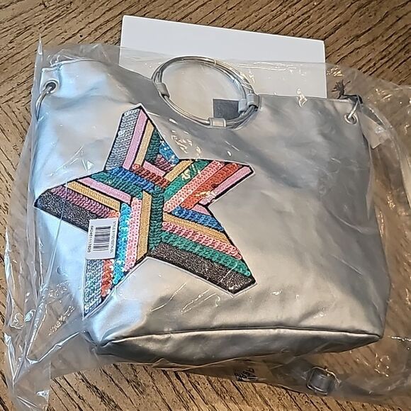 Star ring tote bag silver sequin NWT T shirt and Jeans - Picture 10 of 10